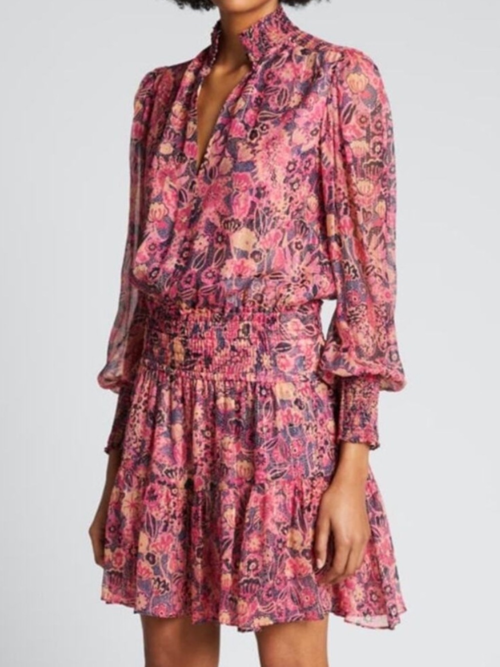 A.L.C. Silvie pink floral silk blend dress